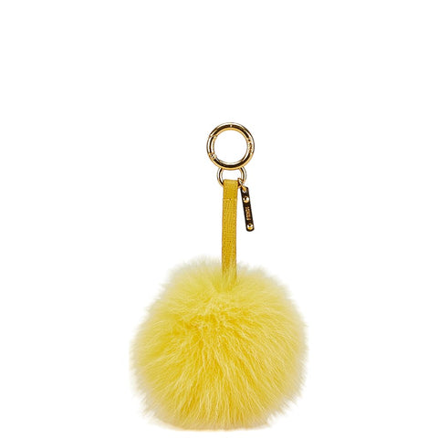 フェンディ ポンポンチャーム キーリング キーホルダー チャーム イエロー ファー レディース FENDI 【中古】