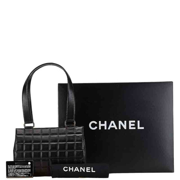 シャネル ココマーク チョコバー ハンドバッグ ブラック ラムスキン レディース CHANEL 【中古】