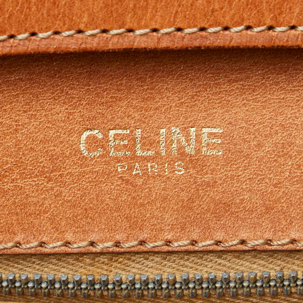 セリーヌ マカダム 斜め掛け ショルダーバッグ ブラウン PVC レザー レディース CELINE 【中古】