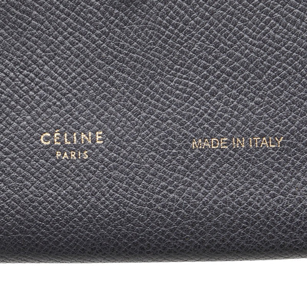 セリーヌ ストラップ ラージ マルチファンクション 長財布 ネイビー パープル レザー レディース CELINE 【中古】