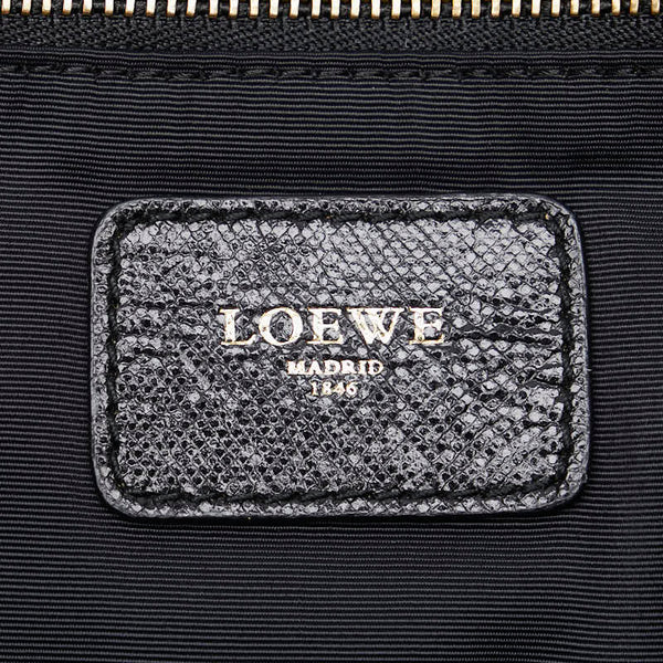 ロエベ ハート モチーフ ビジュー トートバッグ ブラック ナイロン レザー レディース LOEWE 【中古】