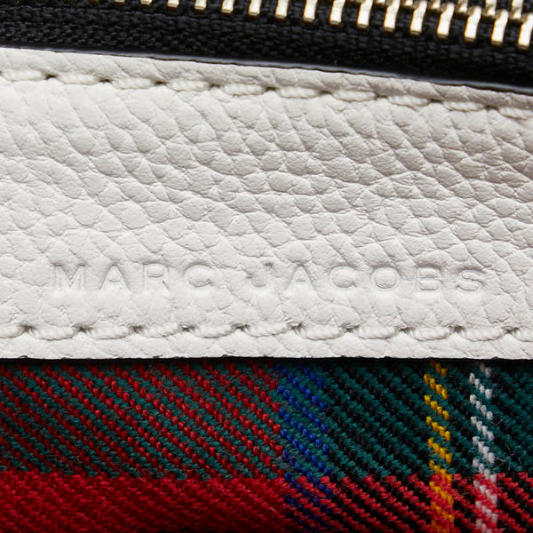 マークジェイコブス チェック ミニ グラインド ハンドバッグ ショルダーバッグ 2WAY ホワイト レッド レザー レディース MARC JACOBS 【中古】