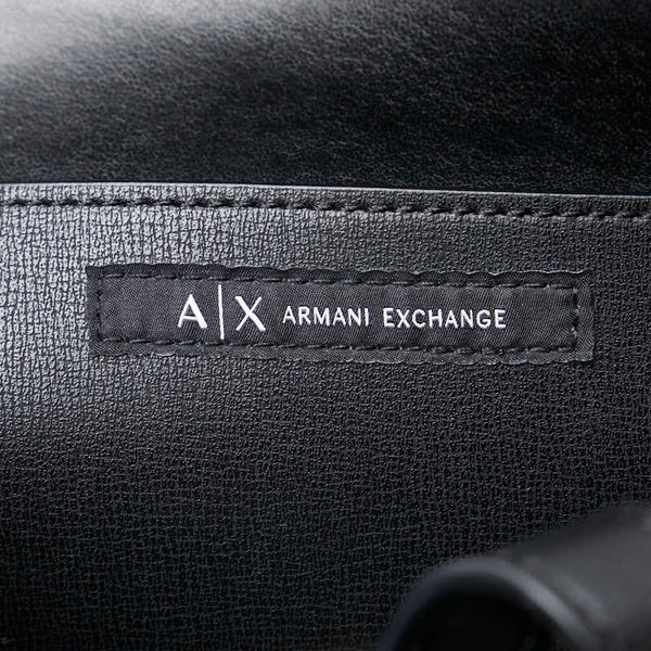 アルマーニ エクスチェンジ BOXロゴバックル ハンドバッグ ショルダーバッグ 2WAY ブラック レザー レディース ARMANI 【中古】