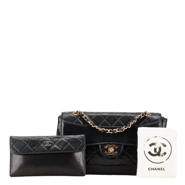 シャネル マトラッセ ココマーク チェーン ショルダーバッグ ブラック ラムスキン レディース CHANEL 【中古】