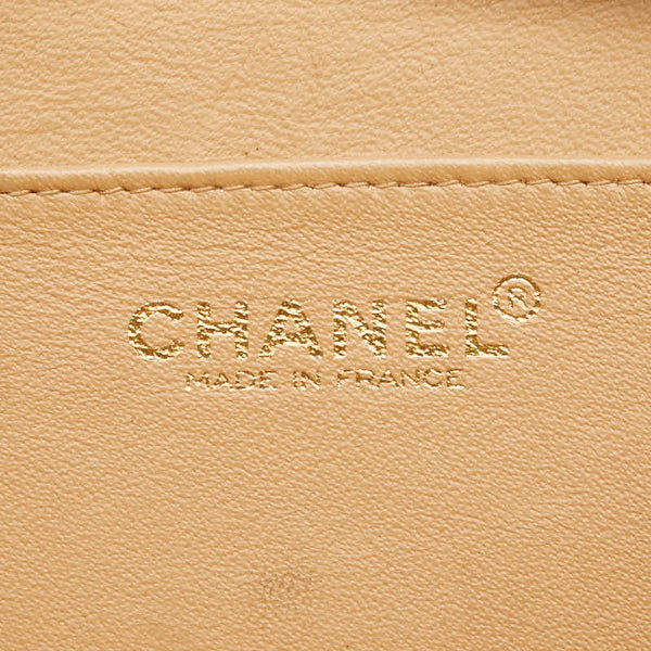 シャネル チョコバー ハンドバッグ ベージュ ブラウン キャンバス レザー レディース CHANEL 【中古】