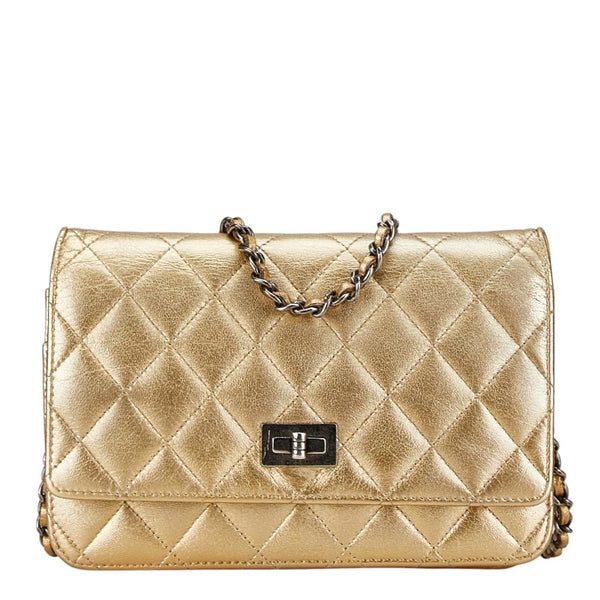 シャネル マトラッセ チェーンショルダーバッグ ウォレットバッグ ゴールド シルバー ラムスキン レディース CHANEL 【中古】