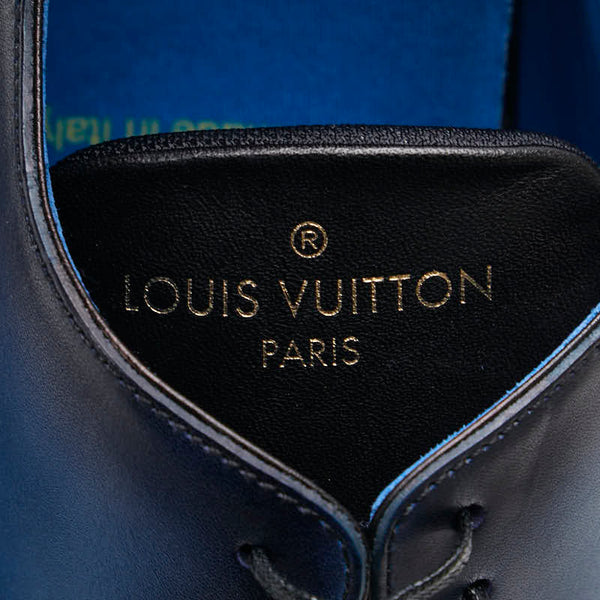 ルイ ヴィトン ゴンクール ライン パティーヌ ローファー サイズ：7 ブルー ブラック レザー メンズ LOUIS VUITTON 【中古】