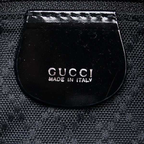 グッチ バンブー ハンドバッグ ショルダーバッグ 001 123 1577 ブラック ナイロン レザー レディース GUCCI 【中古】