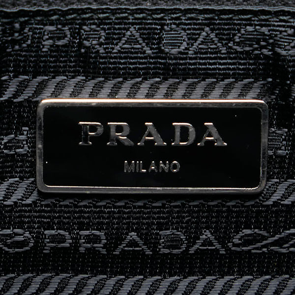 プラダ 三角ロゴプレート トートバッグ ショルダーバッグ 2WAY ブラック ナイロン レザー レディース PRADA 【中古】