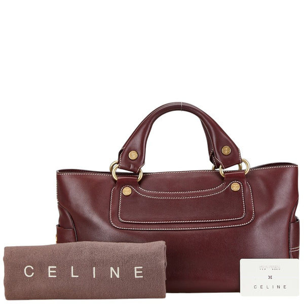 セリーヌ ブギーバッグ ハンドバッグ トートバッグ ワインレッド レザー レディース CELINE 【中古】