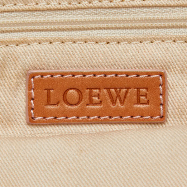 ロエベ アナグラム ショルダーバッグ 290605 ベージュ ブラウン キャンバス レザー レディース LOEWE 【中古】