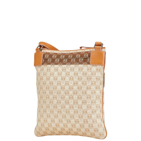 ロエベ アナグラム ショルダーバッグ 290605 ベージュ ブラウン キャンバス レザー レディース LOEWE 【中古】