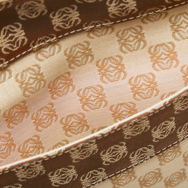 ロエベ アナグラム ショルダーバッグ 290605 ベージュ ブラウン キャンバス レザー レディース LOEWE 【中古】