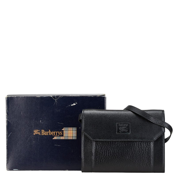 バーバリー 斜め掛け ショルダーバッグ ブラック レザー レディース BURBERRY 【中古】