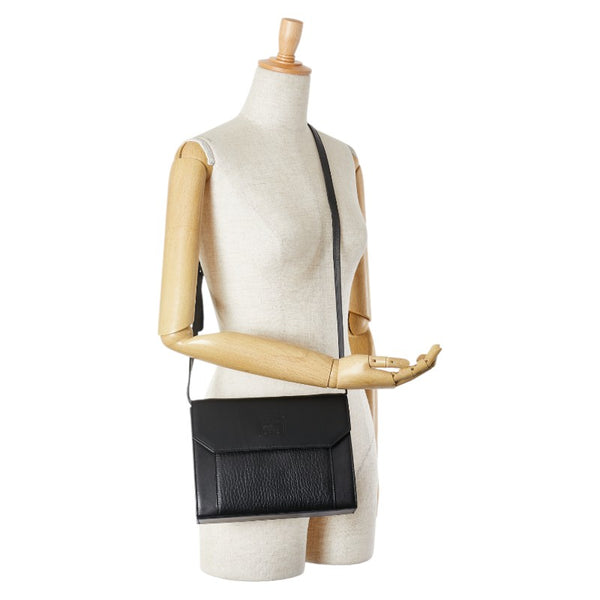 バーバリー 斜め掛け ショルダーバッグ ブラック レザー レディース BURBERRY 【中古】