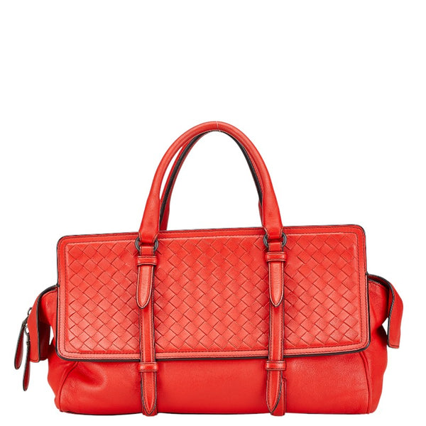 ボッテガヴェネタ イントレチャート ハンドバッグ レッド レザー レディース BOTTEGAVENETA 【中古】