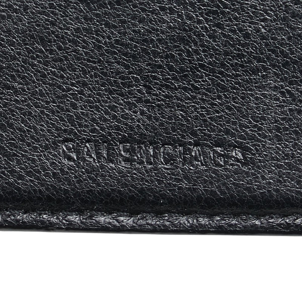 バレンシアガ ロゴ 二つ折り財布 ブラック ホワイト レザー レディース BALENCIAGA 【中古】