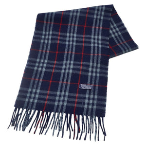 バーバリー ノバチェック マフラー ネイビー マルチカラー ウール レディース BURBERRY 【中古】