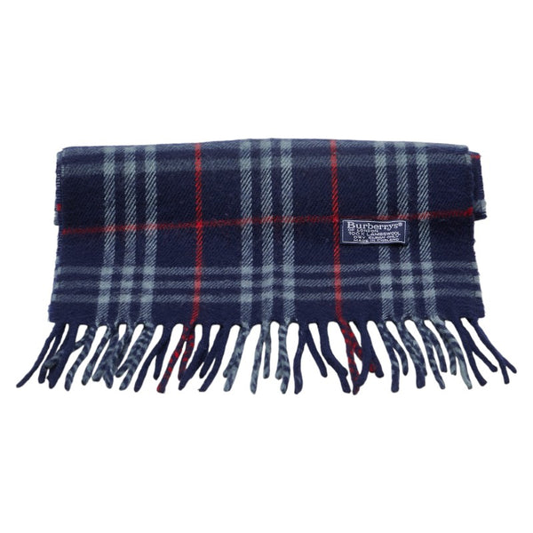 バーバリー ノバチェック マフラー ネイビー マルチカラー ウール レディース BURBERRY 【中古】