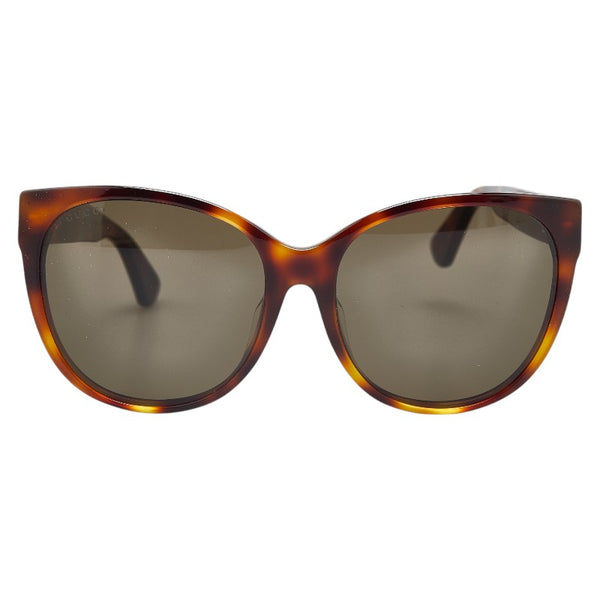グッチ インターロッキングG ビー 蜂 サングラス GG0097SA ブラウン プラスチック レディース GUCCI 【中古】