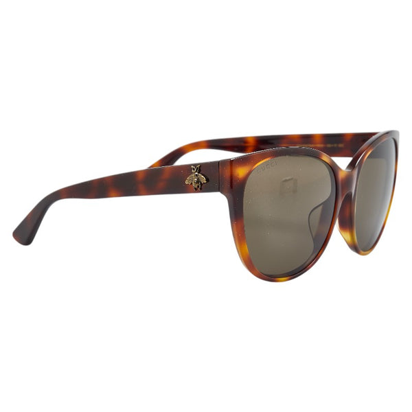 グッチ インターロッキングG ビー 蜂 サングラス GG0097SA ブラウン プラスチック レディース GUCCI 【中古】