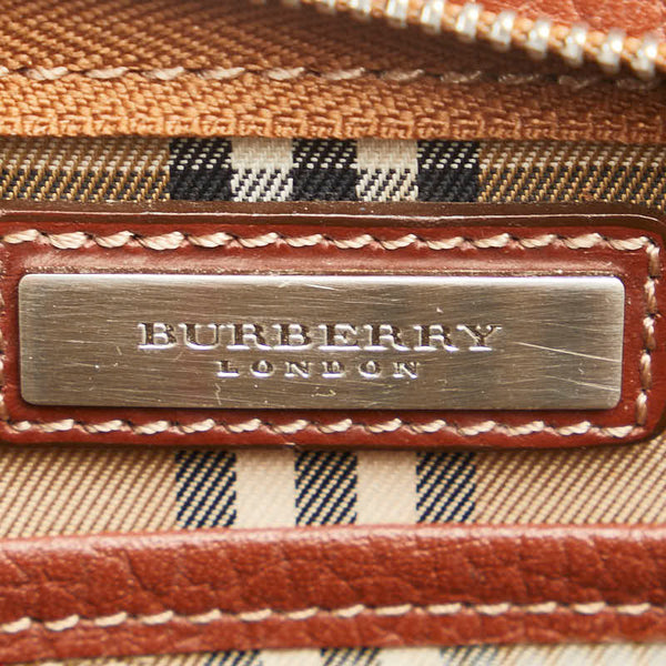 バーバリー ノバチェック シャドーホース セカンドバッグ クラッチバッグ ブラウン レザー メンズ BURBERRY 【中古】