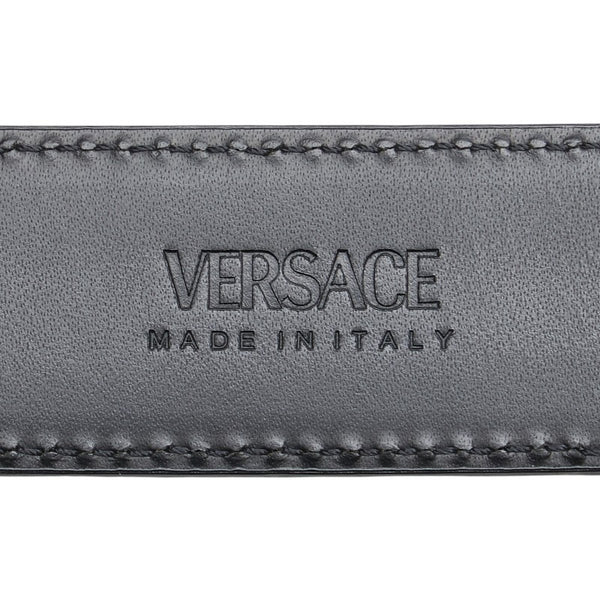 ヴェルサーチェ グレカ ベルト サイズ：85/34 ブラック ゴールド レザー メッキ メンズ VERSACE 【中古】