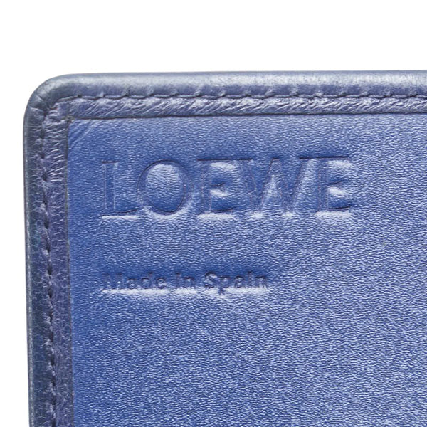 ロエベ コンチネンタルウォレット アナグラム 長財布 ネイビー レザー レディース LOEWE 【中古】