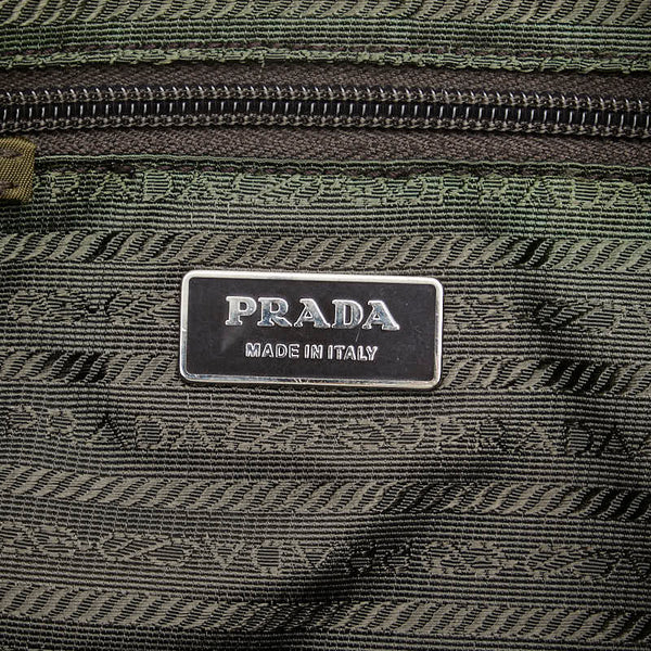 プラダ 三角ロゴプレート 斜め掛け ショルダーバッグ メッセンジャーバッグ カーキ ナイロン レザー レディース PRADA 【中古】