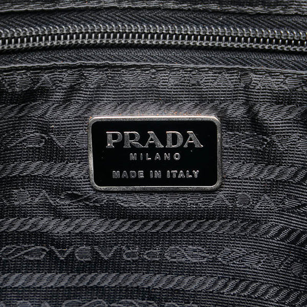 プラダ 三角ロゴプレート ハンドバッグ ブラック ナイロン レディース PRADA 【中古】