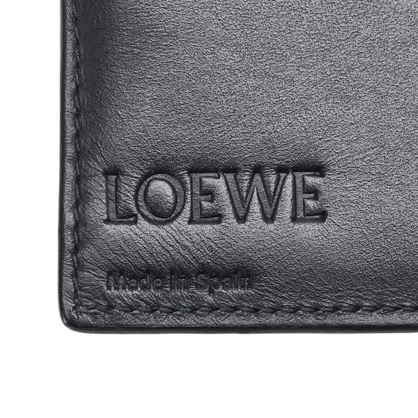 ロエベ アナグラム リネン 二つ折り財布 ブラック レザー メンズ LOEWE 【中古】