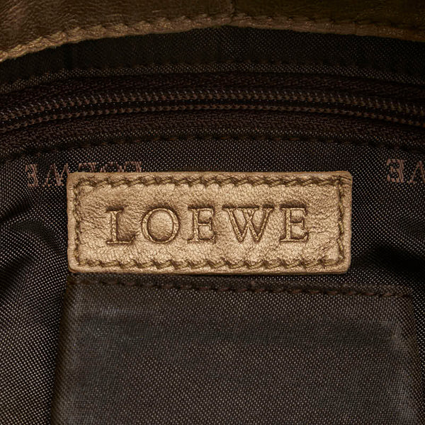 ロエベ ナッパアイレ アナグラム ハンドバッグ ゴールド レザー レディース LOEWE 【中古】