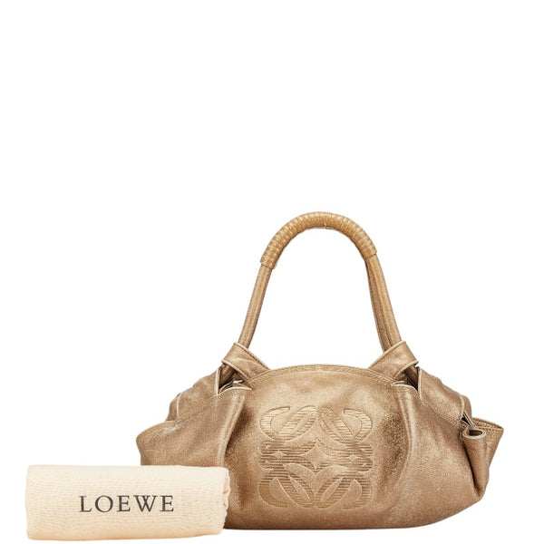 ロエベ ナッパアイレ アナグラム ハンドバッグ ゴールド レザー レディース LOEWE 【中古】