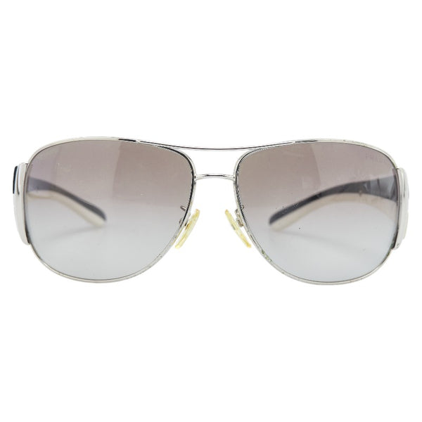 プラダ サイドロゴ サングラス SPR75G シルバー ブラック プラスチック レディース PRADA 【中古】
