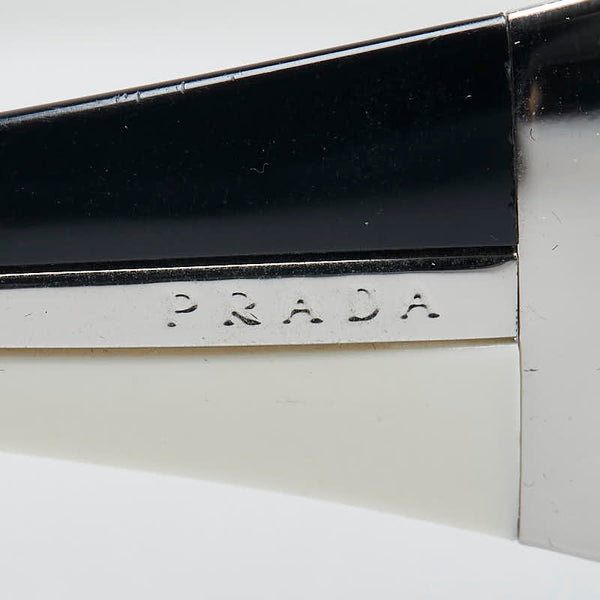 プラダ サイドロゴ サングラス SPR75G シルバー ブラック プラスチック レディース PRADA 【中古】