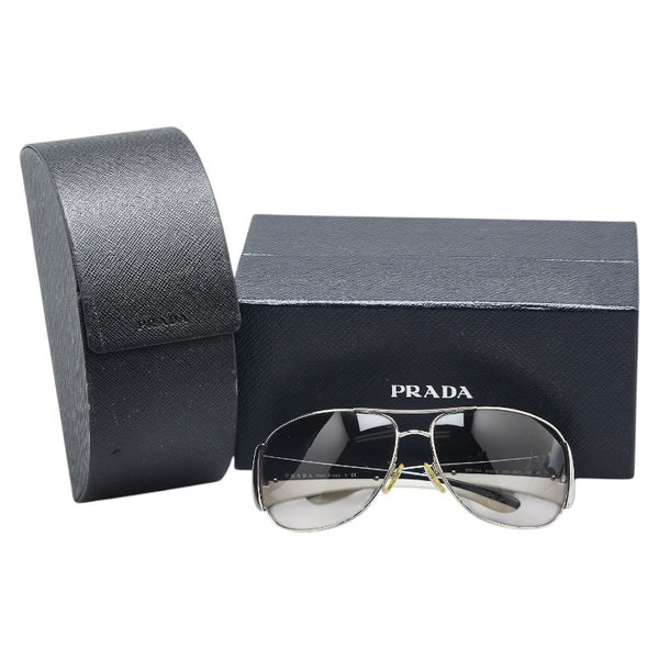 プラダ サイドロゴ サングラス SPR75G シルバー ブラック プラスチック レディース PRADA 【中古】