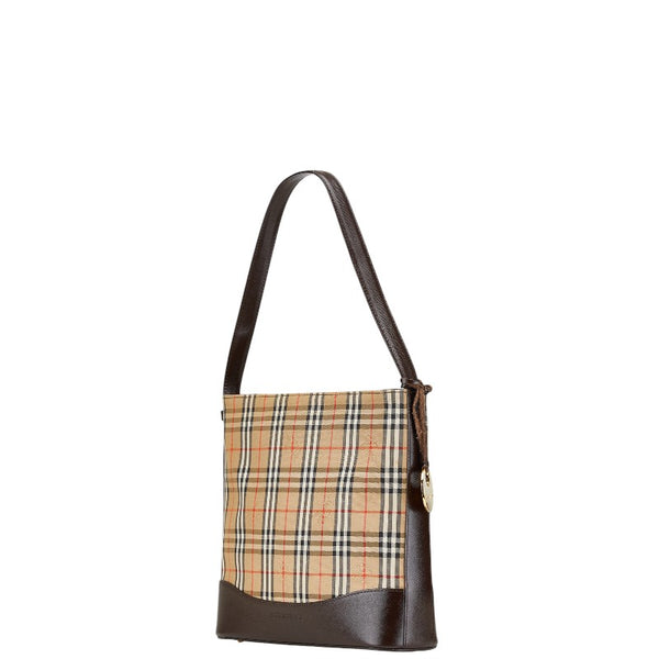 バーバリー ノバチェック シャドーホース ワンショルダーバッグ ベージュ ブラウン キャンバス レザー レディース BURBERRY 【中古】