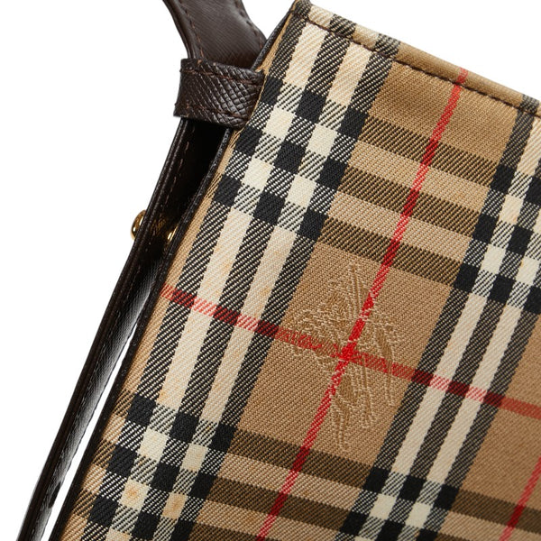 バーバリー ノバチェック シャドーホース ワンショルダーバッグ ベージュ ブラウン キャンバス レザー レディース BURBERRY 【中古】