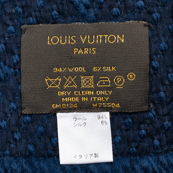 ルイ ヴィトン モノグラム エシャルプ ロゴ マニア マフラー M75504 ネイビー ウール シルク レディース LOUIS VUITTON 【中古】