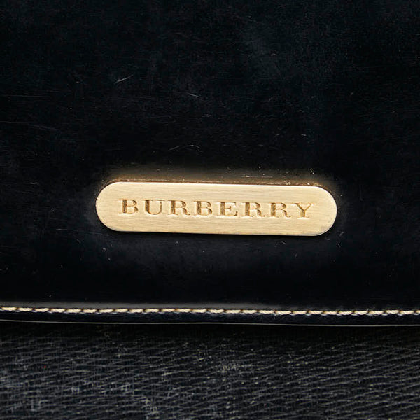 バーバリー ノバチェック ハンドバッグ ショルダーバッグ 2WAY ブラック レザー レディース BURBERRY 【中古】
