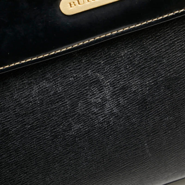 バーバリー ノバチェック ハンドバッグ ショルダーバッグ 2WAY ブラック レザー レディース BURBERRY 【中古】