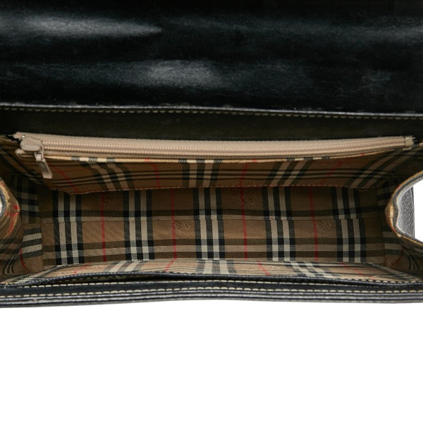 バーバリー ノバチェック ハンドバッグ ショルダーバッグ 2WAY ブラック レザー レディース BURBERRY 【中古】