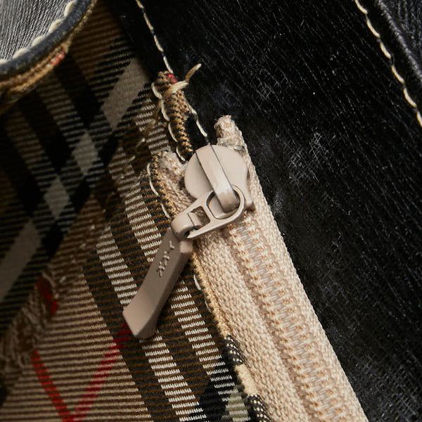 バーバリー ノバチェック ハンドバッグ ショルダーバッグ 2WAY ブラック レザー レディース BURBERRY 【中古】