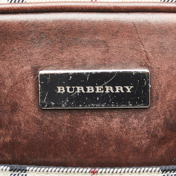 バーバリー ノバチェック 斜め掛け ショルダーバッグ ベージュ ブラウン キャンバス レザー レディース BURBERRY 【中古】