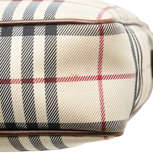 バーバリー ノバチェック 斜め掛け ショルダーバッグ ベージュ ブラウン キャンバス レザー レディース BURBERRY 【中古】