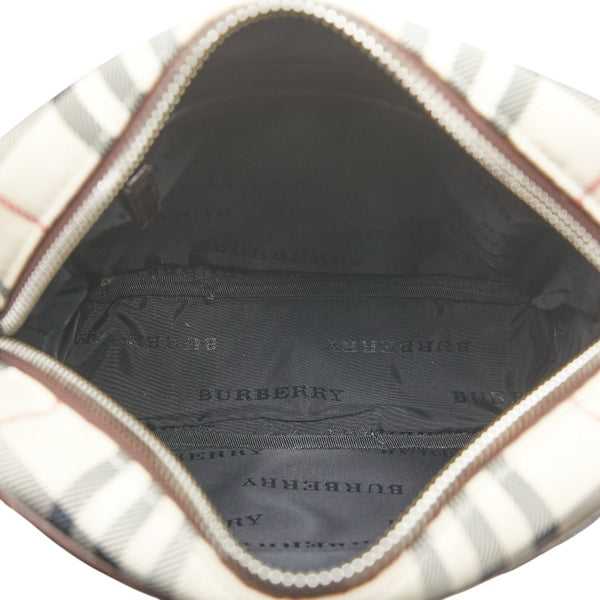 バーバリー ノバチェック 斜め掛け ショルダーバッグ ベージュ ブラウン キャンバス レザー レディース BURBERRY 【中古】