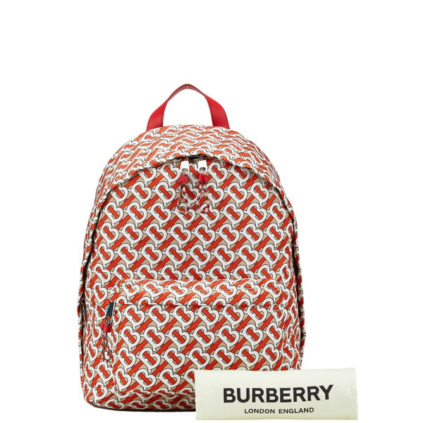 バーバリー TBモノグラム リュック バックパック レッド ホワイト ブラウン ナイロン レザー レディース BURBERRY 【中古】