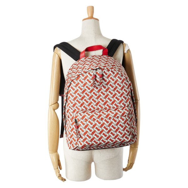 バーバリー TBモノグラム リュック バックパック レッド ホワイト ブラウン ナイロン レザー レディース BURBERRY 【中古】
