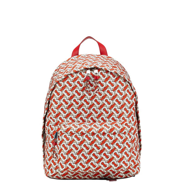 バーバリー TBモノグラム リュック バックパック レッド ホワイト ブラウン ナイロン レザー レディース BURBERRY 【中古】