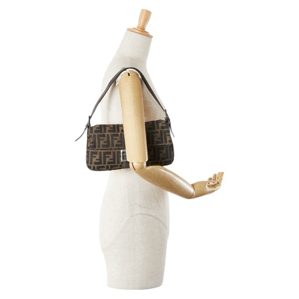 フェンディ ズッカ マンマバケット ハンドバッグ ワンショルダーバッグ 26424 ブラウン キャンバス レザー レディース FENDI 【中古】